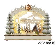 Holiday Time LED 8" Wooden Village Scene - Walmart.com