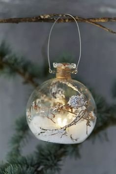 Forest Scene Lighted Globe Ornament