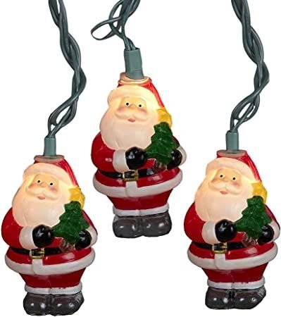 Kurt Adler UL 10-Light Santa with Tree Light Set, 3-Inc