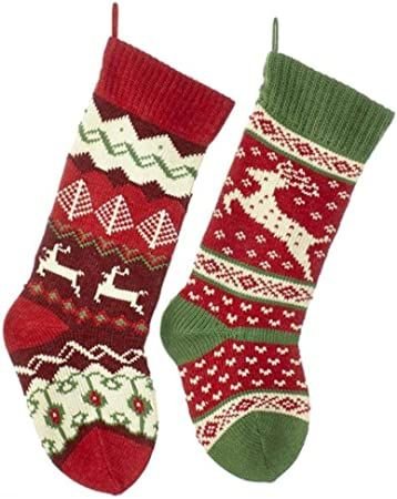 Kurt Adler 20-inch Knit Reindeer Stockings 2 Assorted (Copy) (Copy)