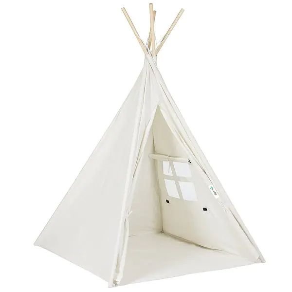 Natural Cotton Canvas Teepee Tent for Kids Indoor &amp; Outdoor Use - On Sale - Overstock - 31432132