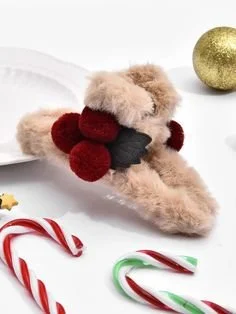 Christmas Berry Decor Fluffy Hair Claw 