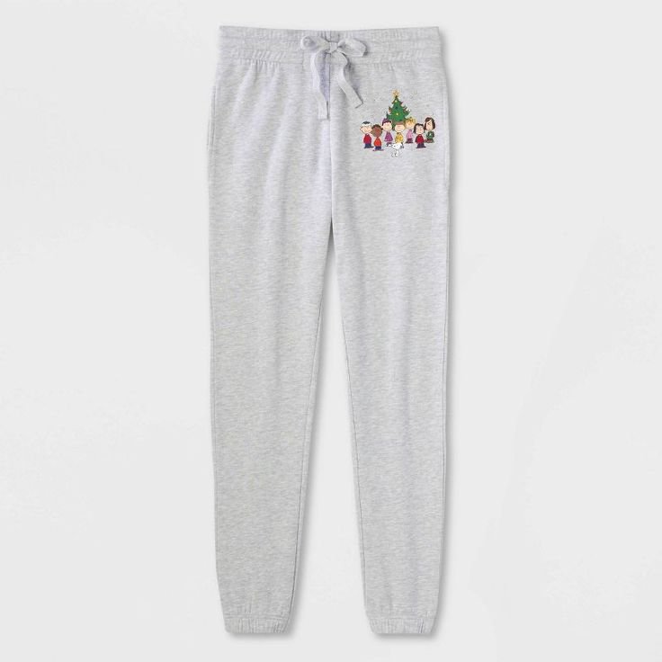 Adult Peanuts Snoopy Graphic Jogger Pants - Light Gray