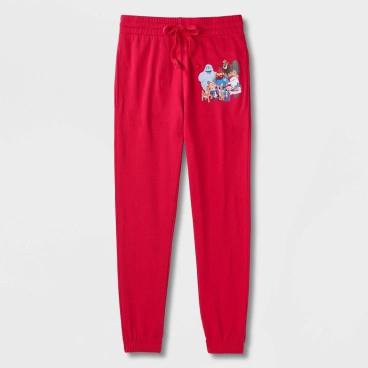 Adult Rudolph Graphic Jogger Pants - Red