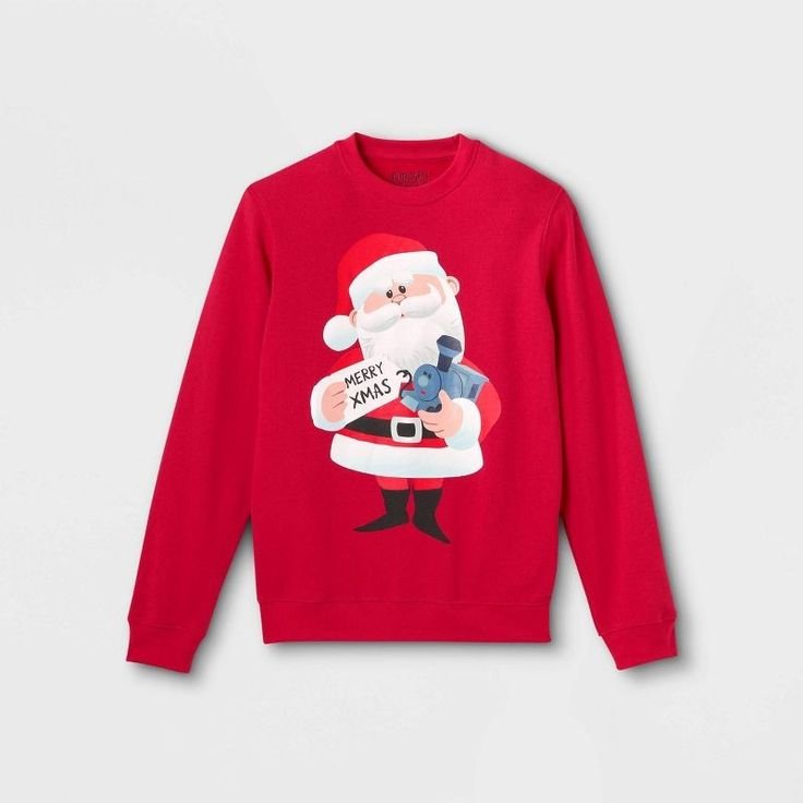 Adult Rudolph Santa Graphic Sweatshirt - Red