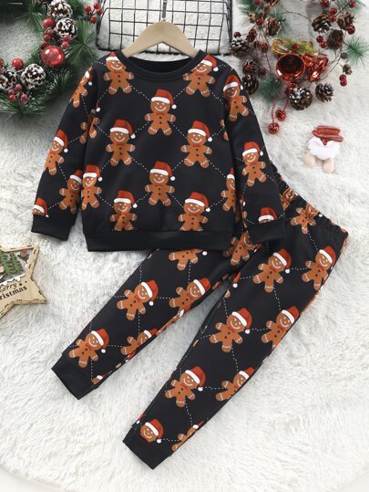 Toddler Boys Christmas Print Sweatshirt &amp; Sweatpants 