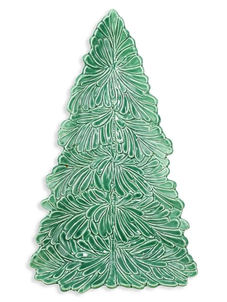 Vietri Lastra Holiday Collection Italian Serveware Sets and Pieces (Figural Tree Small Platter)