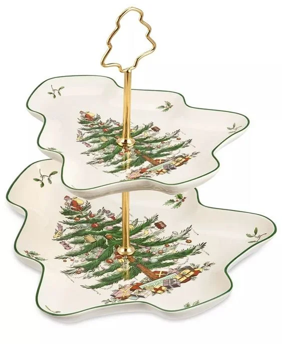 Spode Christmas Tree Sculpted 2-Tier Server &amp; Reviews - Serveware - Dining - Macy's