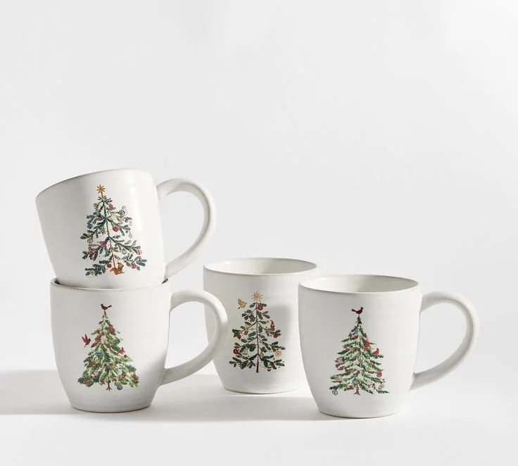 Christmas in the Country Stoneware Mugs - Set of 4