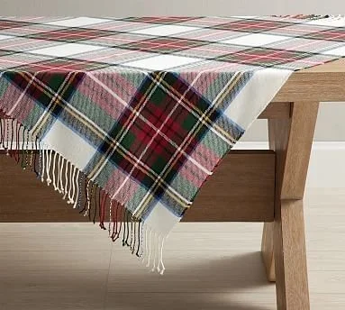 Stewart Plaid Acrylic Tassel Table Throw