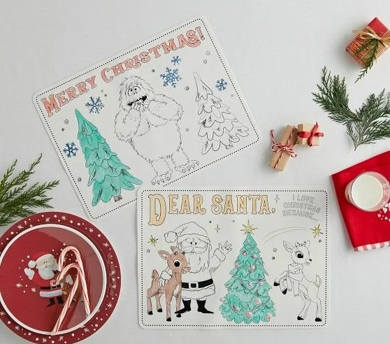 Rudolph® Silicone Coloring Placemats, Set of 2 | Pottery Barn Kids