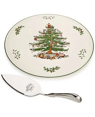 Spode Serveware, Christmas Tree Cake Plate with Metal Server &amp; Reviews - Serveware - Dining - Mac..