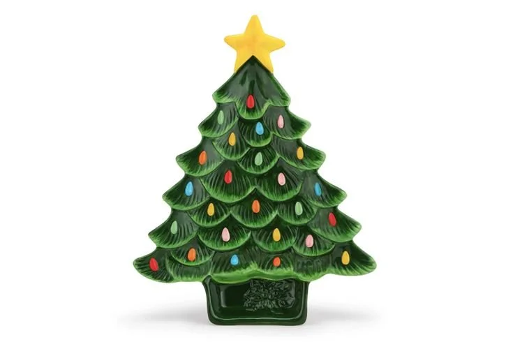 Amazon.com | Mr. Christmas Nostalgic Tree Platter with Dip Section - White: Platters
