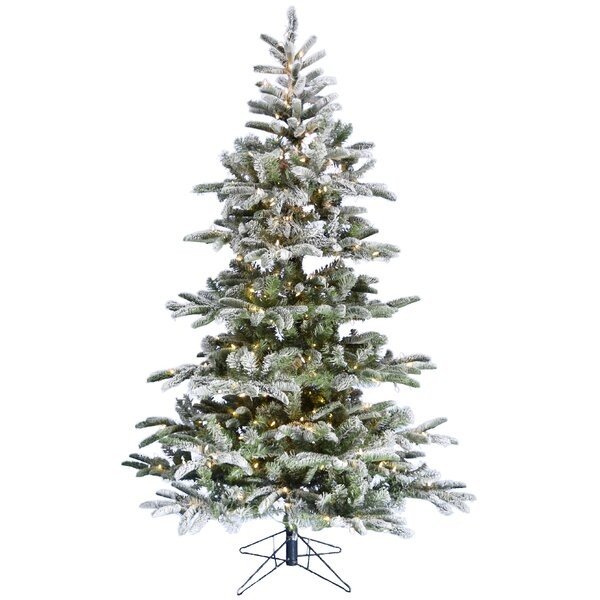 Frost Frosted Prelit Green Pine Artificial Christmas Tree with 350 Clear and White Lights