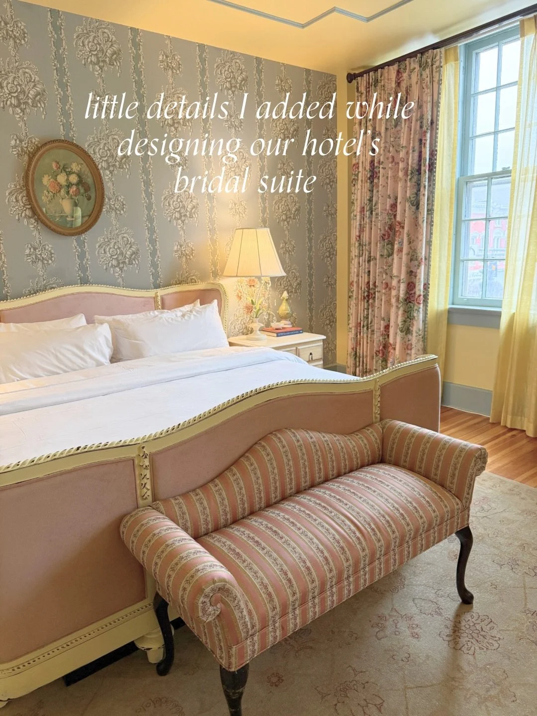 Unbiased opinion, but this just might be the best bridal suite in all the land ✨ I designed every room at @aldenberghotel with a million details, but this one has the most, and quite a few of my most favorite vintage treasures. It is my dream room an