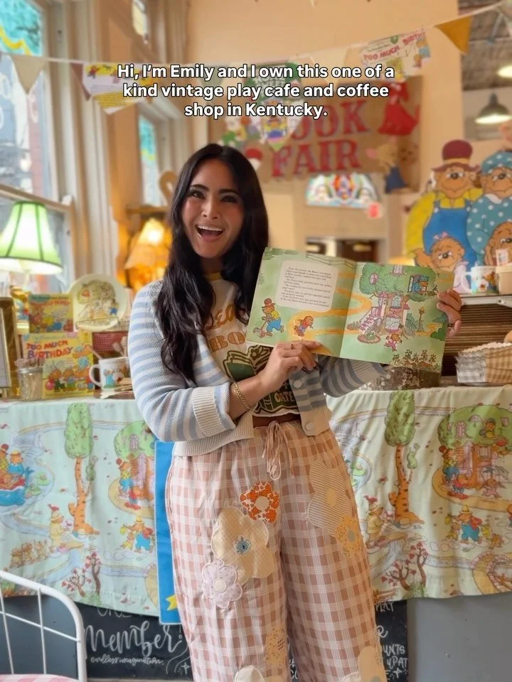 📚❤️Hi there- I&rsquo;m Emily, the owner of Gathered Play and Create inside @theamsden - we are magical vintage play cafe with rotating imagination spaces, expansive children&rsquo;s library, and art create space for kids and families.  Our mission i