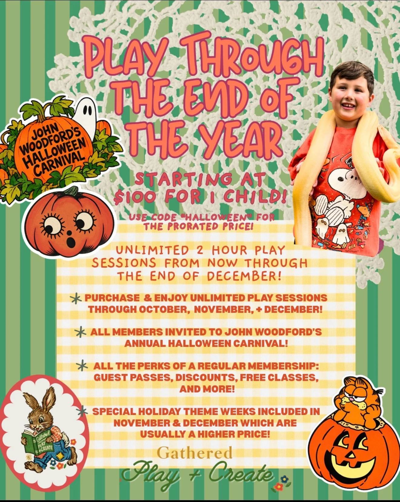 🎃 Our END OF YEAR unlimited play special is HERE &mdash; and tomorrow is your LAST CHANCE to snag your Halloween Carnival invite! 🍁🎄✨ {sign up at gatheredky.com and click the top announcement bar!}

We&rsquo;re celebrating all the magic of the hol