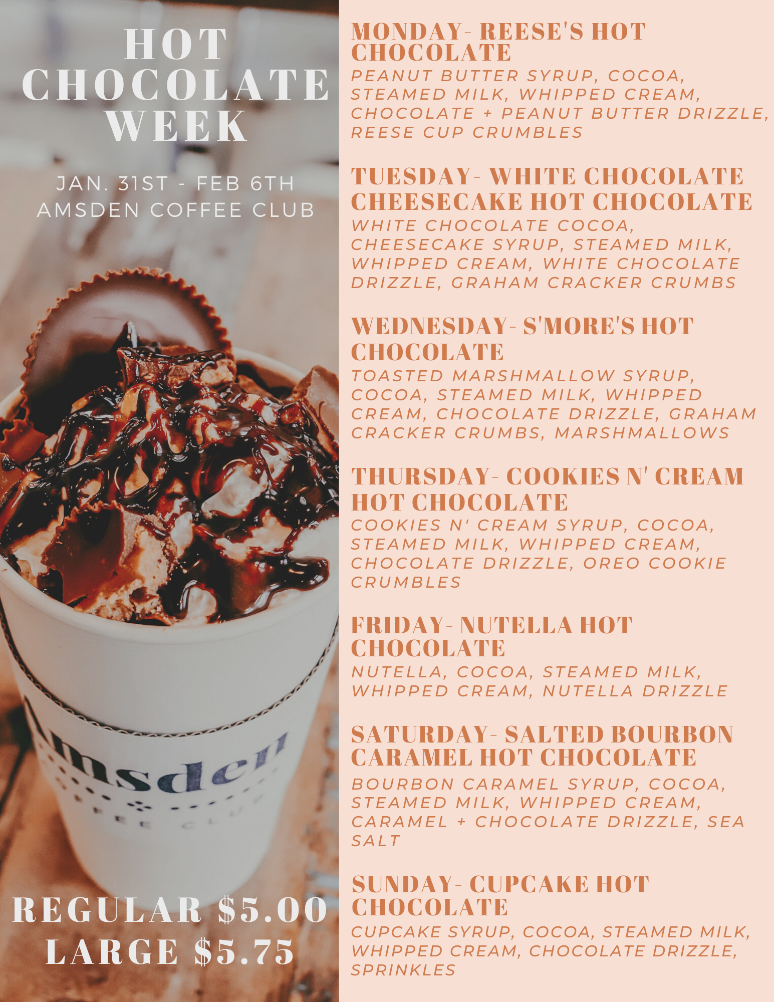 SAVE THE DATE Hot Chocolate Week at the Amsden! — Gathered Living