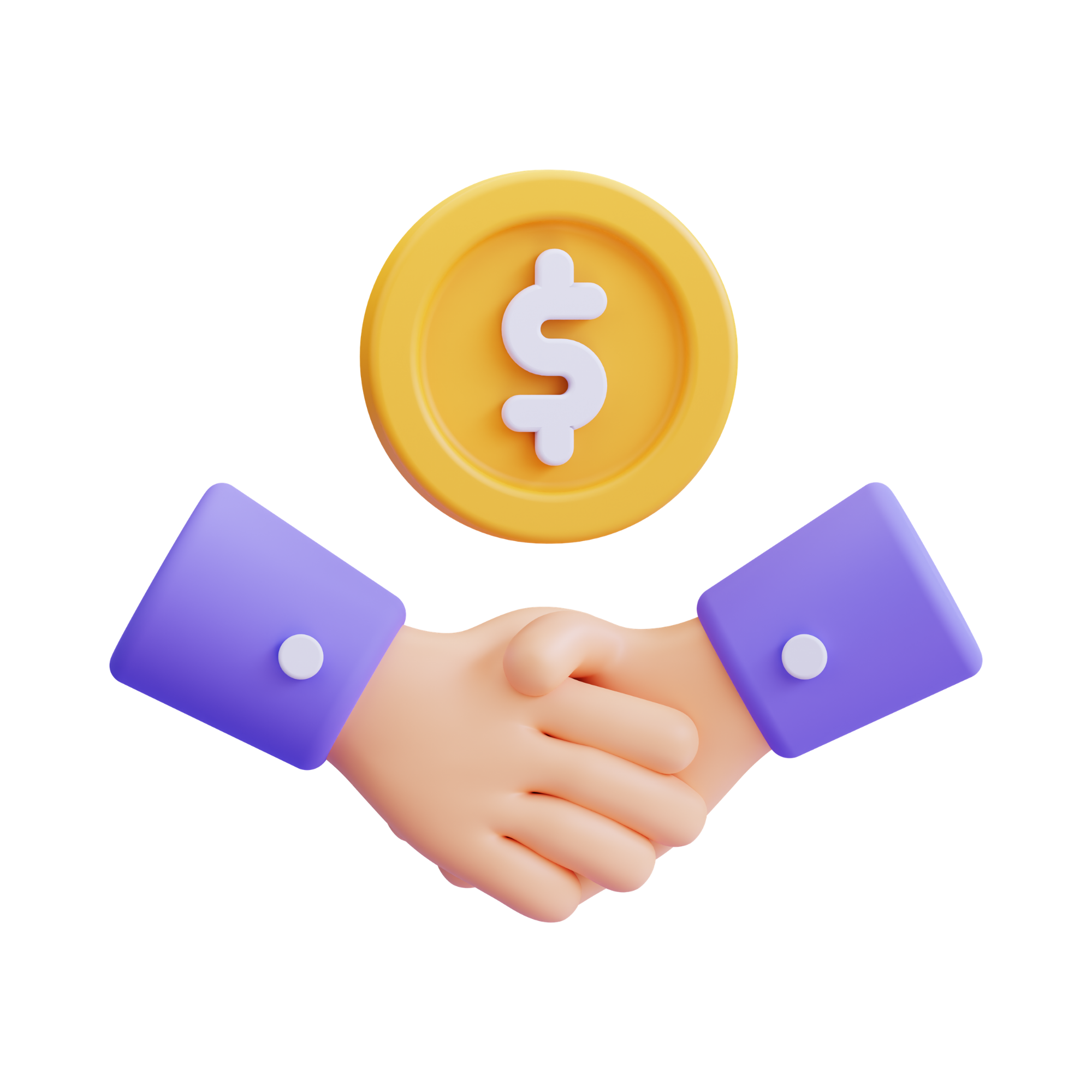Computer illustration showing a hand holding a golden coin with a dollar sign and a person chatting on a laptop screen, symbolizing online money transfer or digital banking.