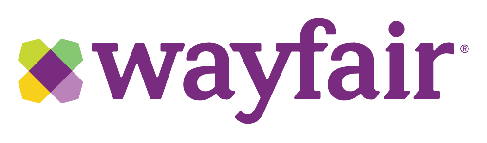Wayfair logo with stylized geometric icon and purple text