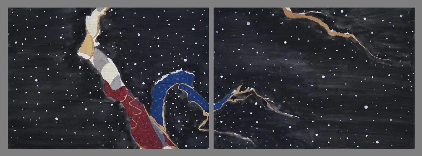 Quiet Conditions,  14" x 40", Gouache & Graphite on Paper, 2009