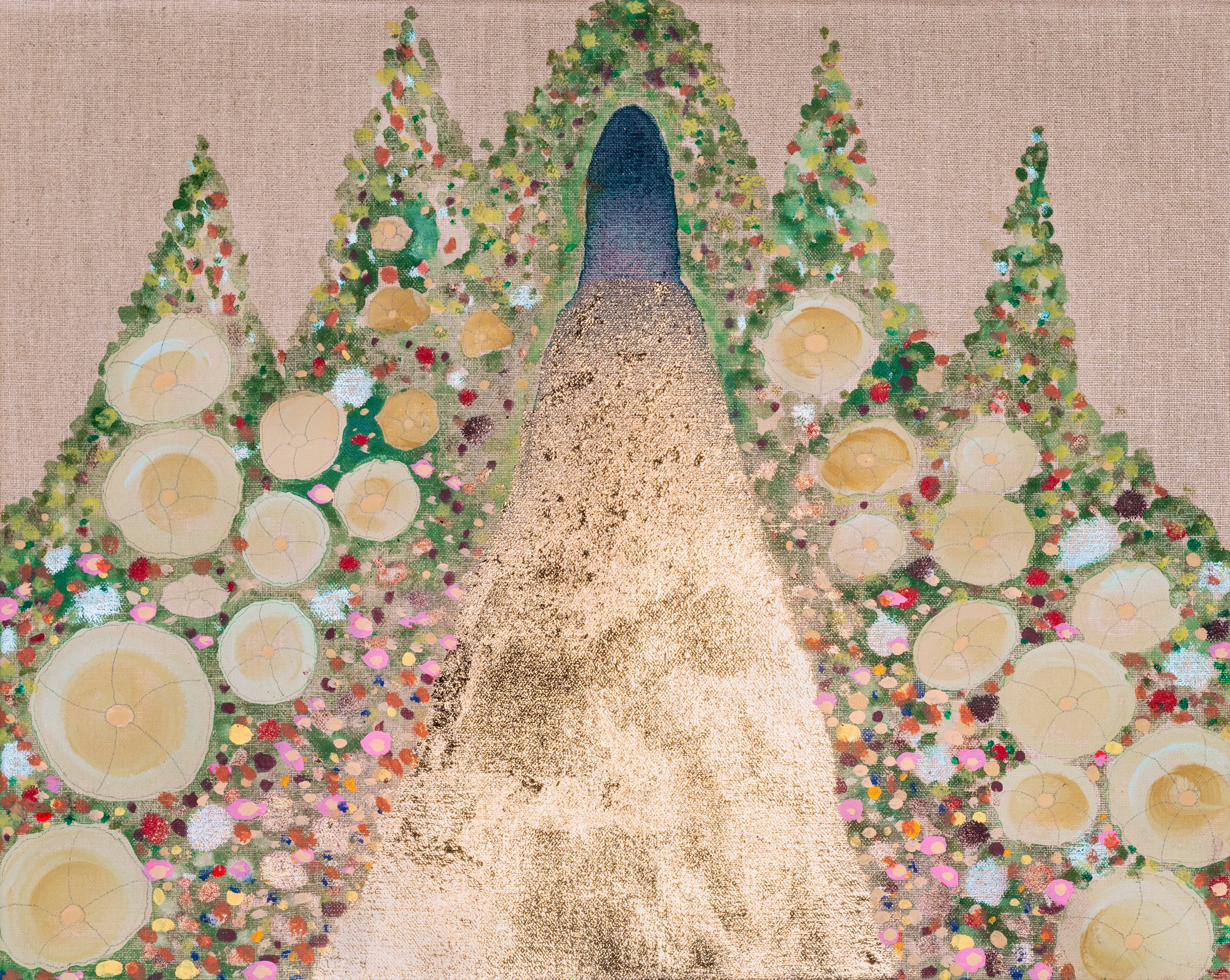 Study for The Pleasure of Becoming 
9 x 12” Acrylic & gold leaf on linen