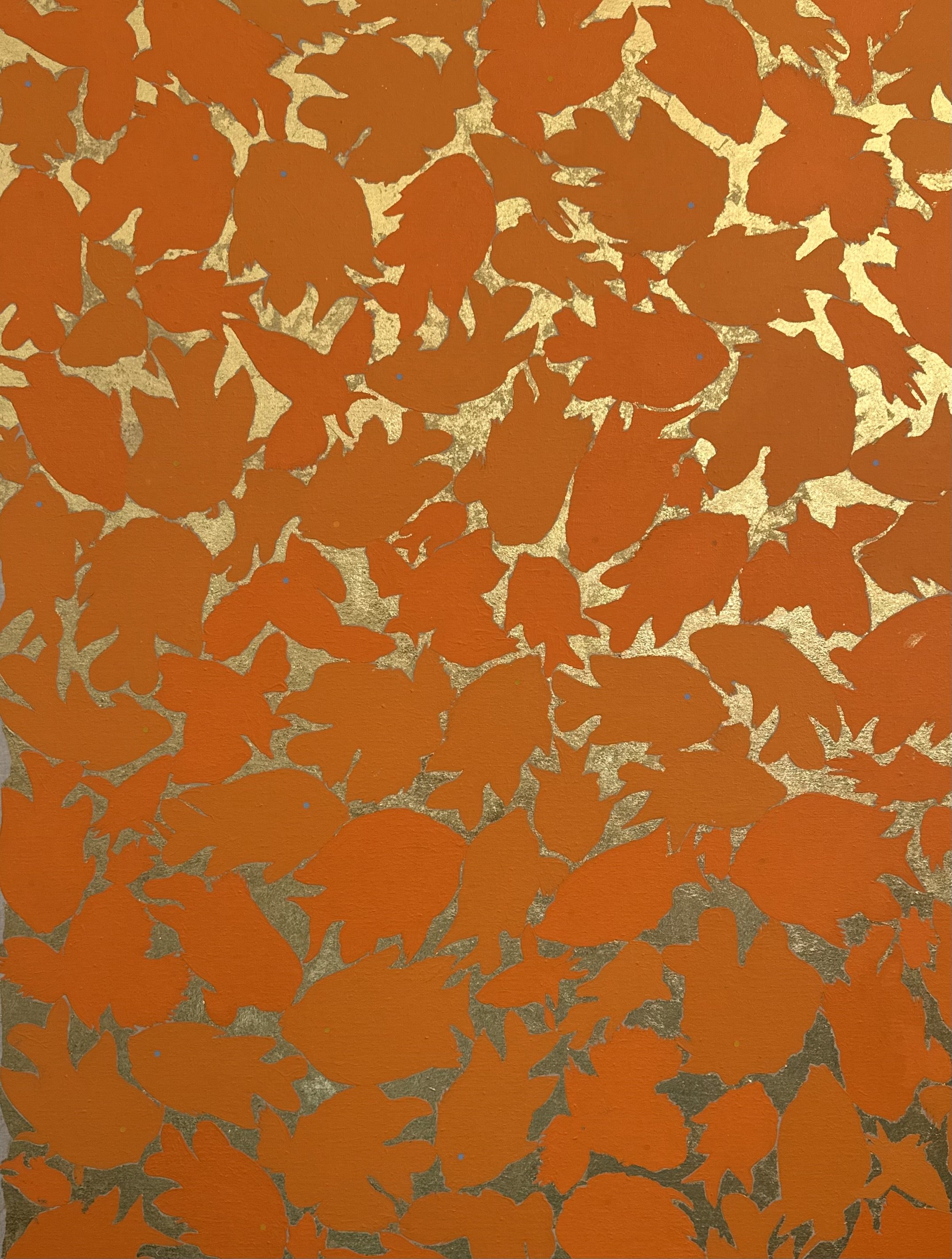 Golden Garibaldi, Acrylic and gold leaf on Linen, 58 x 44", 2026.