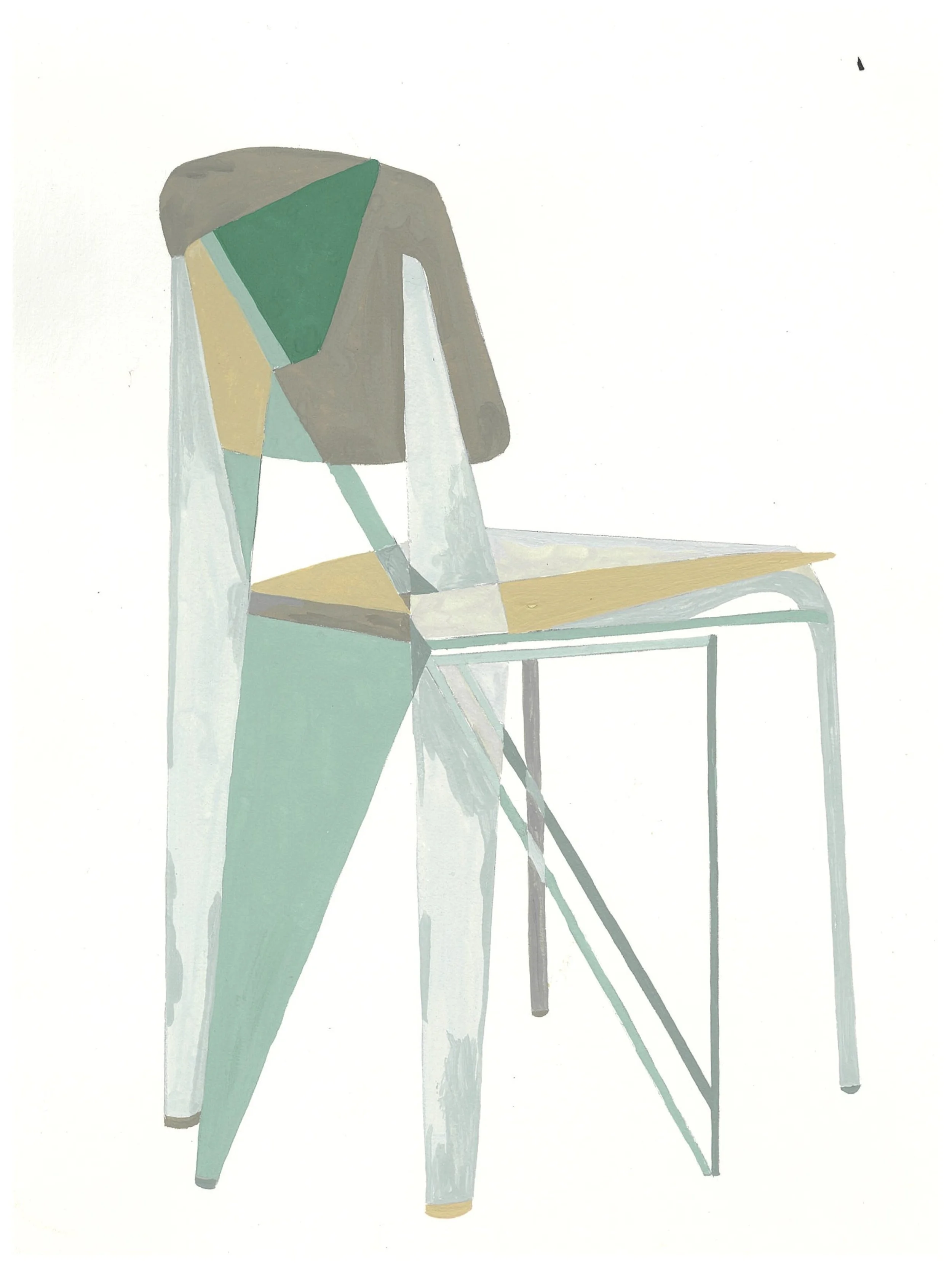 Prouvé chairs 3, 9x12” unframed, acrylic on paper