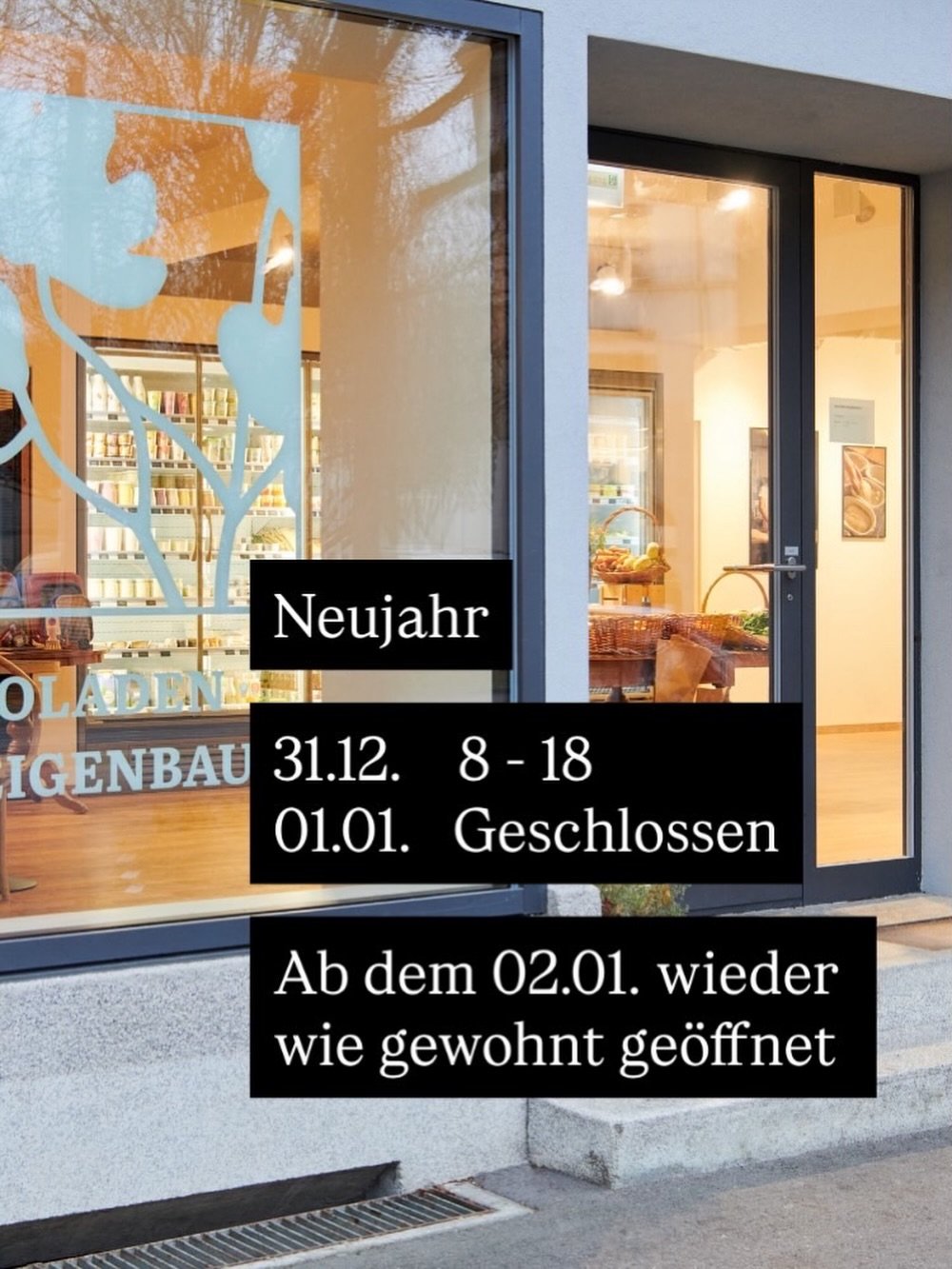 Neujahr:
31.12.  8 - 18
01.01.  Geschlossen
Ab dem 02.01. wieder wie gewohnt ge&ouml;ffnet