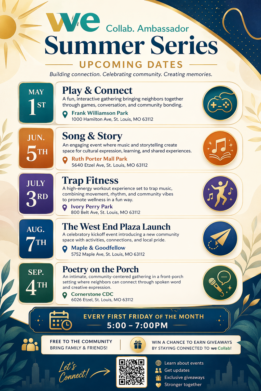 First Fridays is a platform to amplify resident voices and encourage community involvement in shaping the future of their neighborhood. It also serves as a key touchpoint for recruiting residents into subcommittees and governance tables connected to 