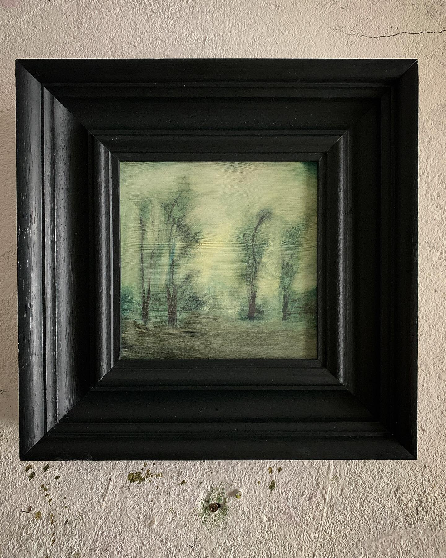 &quot;Low light, mist gathering&quot; Oil on wooden panel, 27x27cm including frame. #vinerart #painting #painter #art #landscape #landscapepainting #trees #mist #unknown #mystery