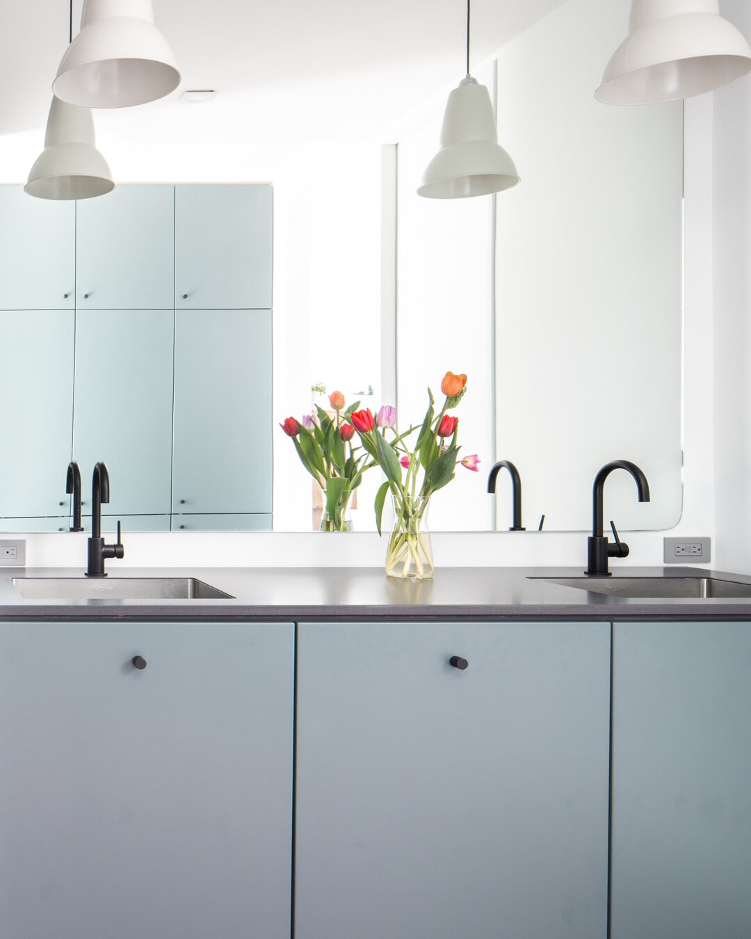 Each of our bathroom vanity countertops come with the choice of either @duratdesign solid surface countertops or @richlite resin-infused paper countertops. Durat is a unique ecological solid surface material which contains recycled pre-consumer plast