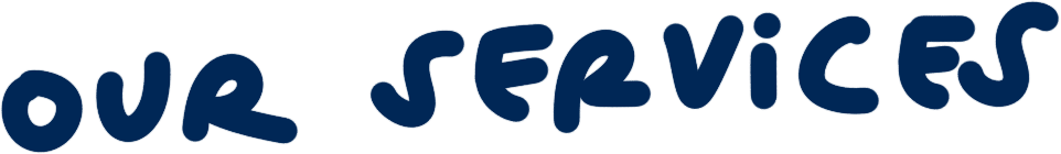 Text reading 'Our Services' in bold blue handwriting style on a white background.