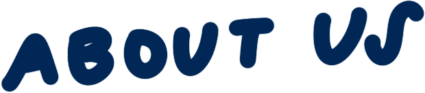 Text saying 'ABOUT US' in bold blue letters.