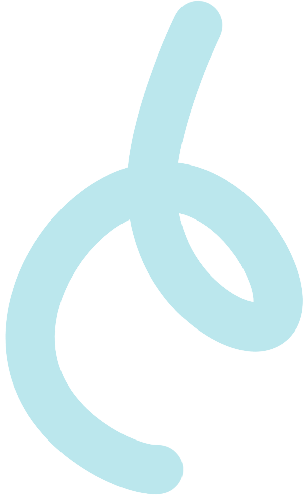A blue, stylized, curvy ribbon or loop symbol on a black background.