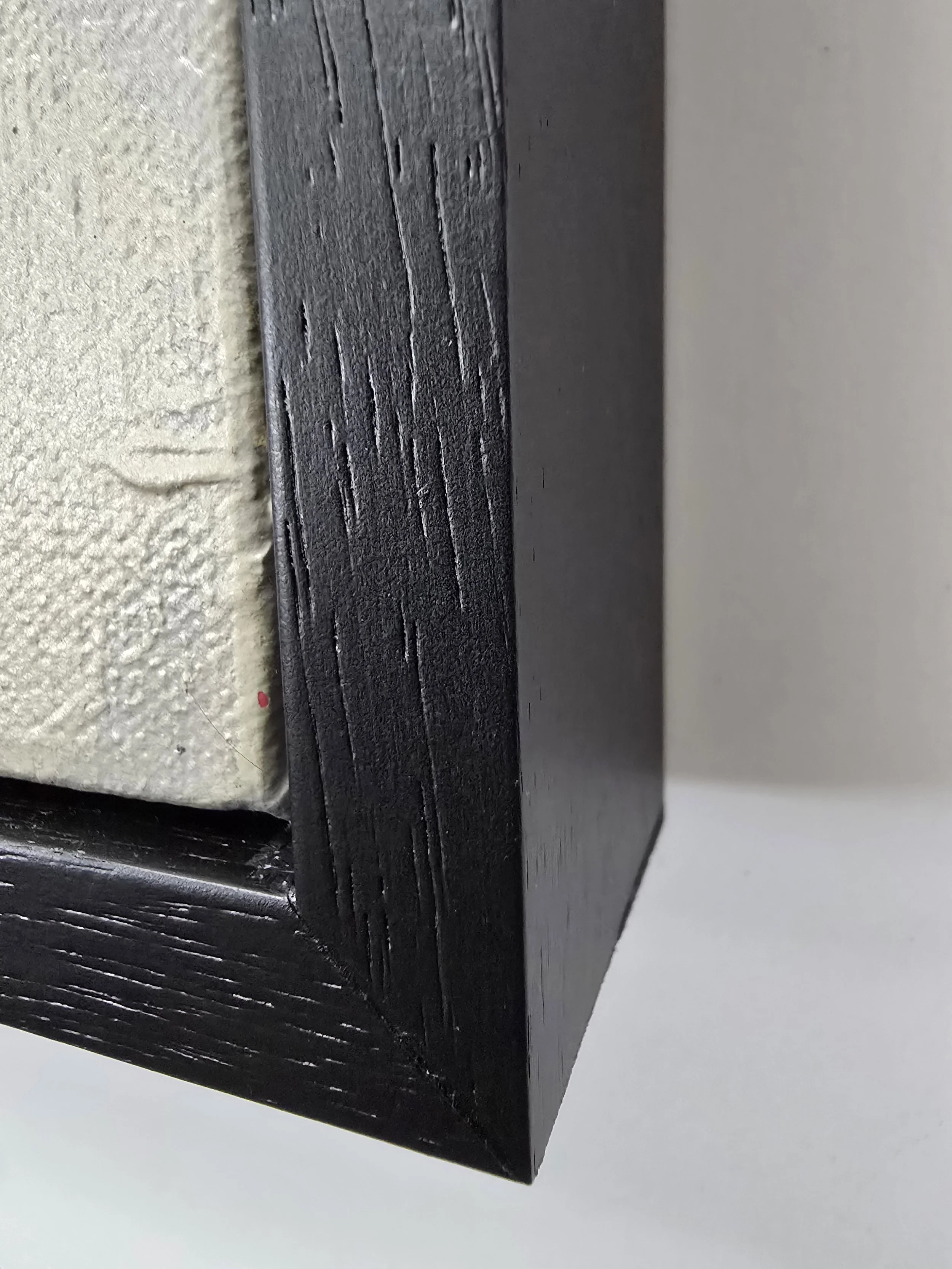 Frame edge for The Woods #3 and #4, mixed media acrylic abstract painting by Laura Beaton