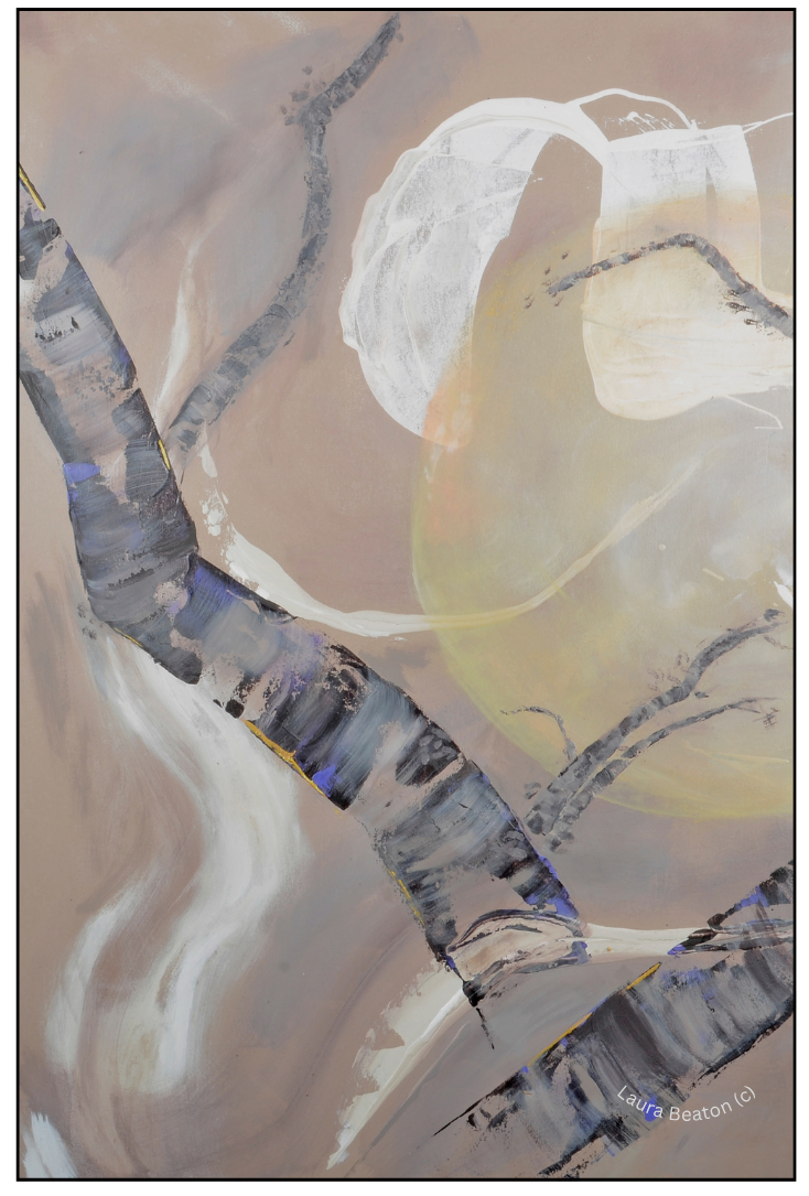 The Woods #6 diptych; The Woods #7, abstract tree art by Laura Beaton