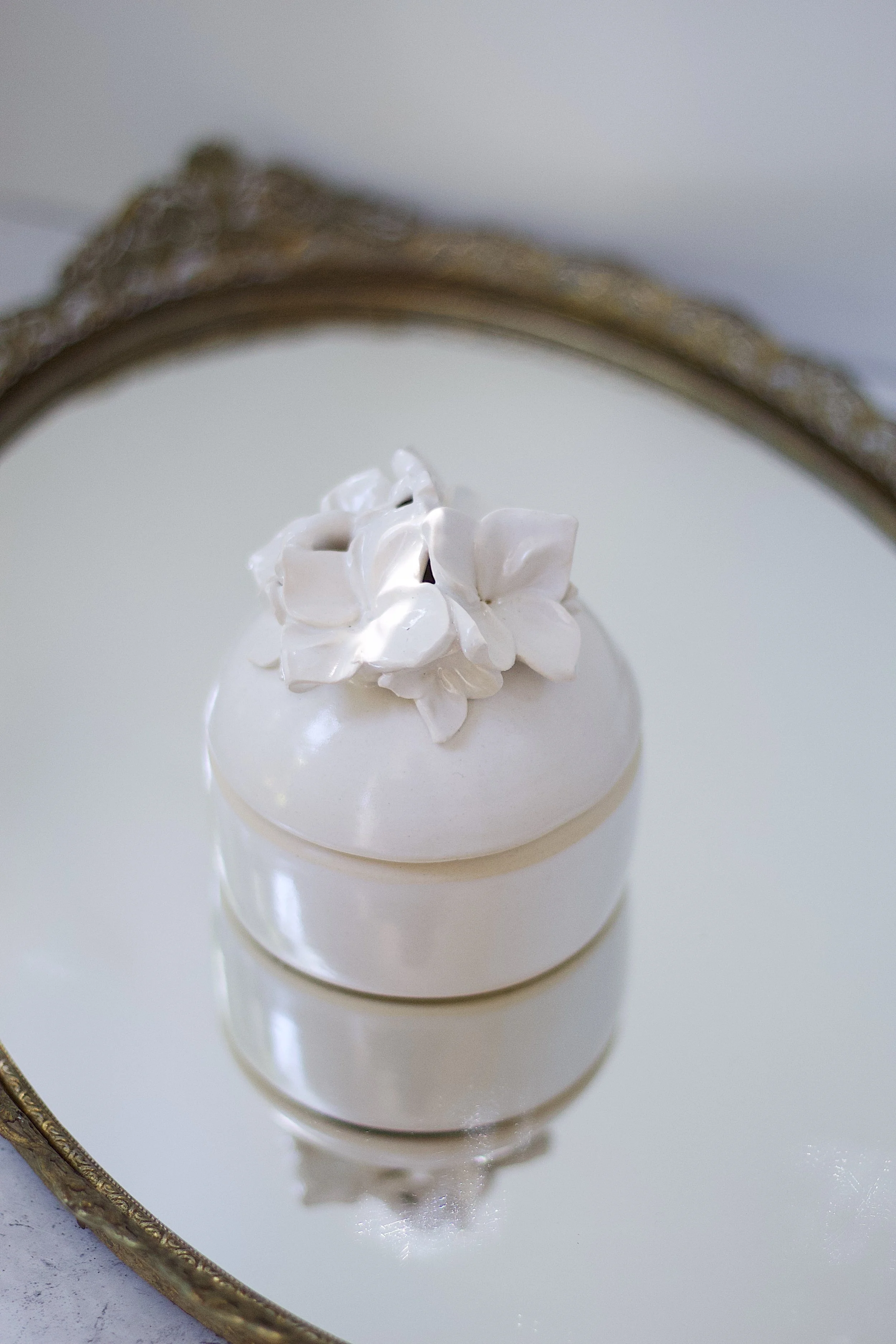 Cream Blossom Lidded Jar