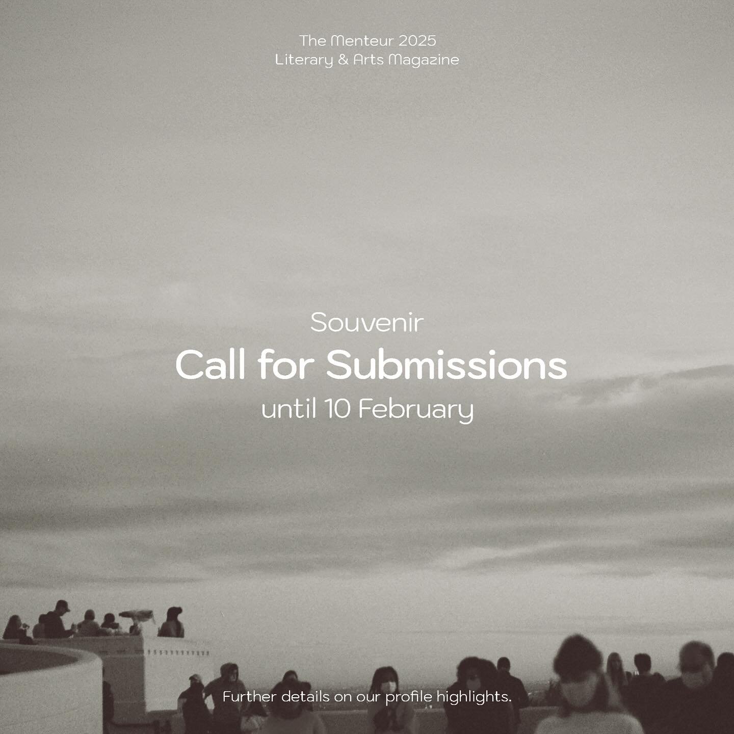 Just over two weeks to submit! See our &ldquo;Guidelines&rdquo; highlight for details on how to submit.