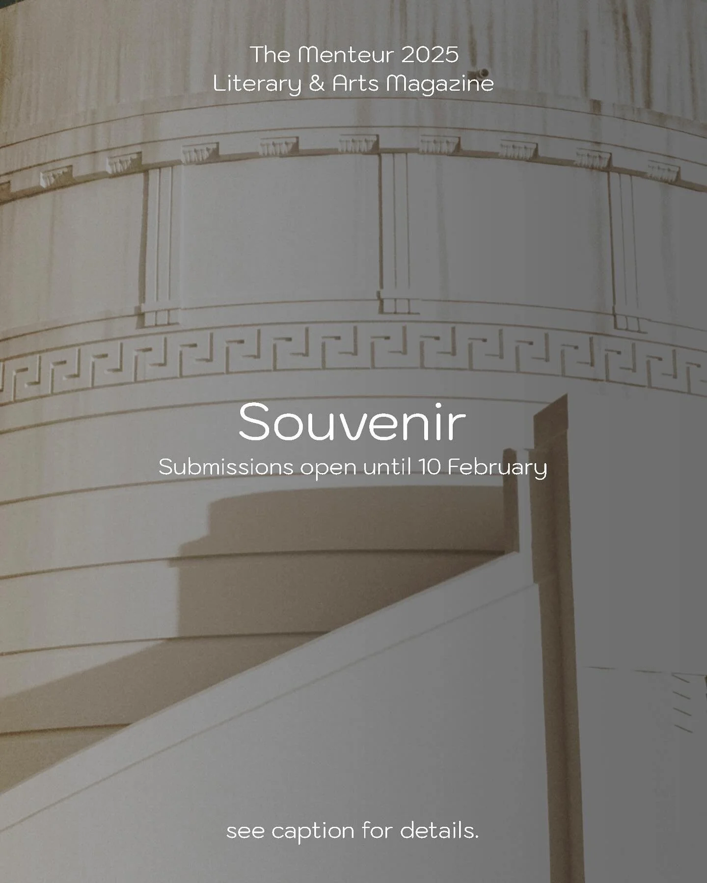 Souvenir. Something for safe keeping in hand and in mind. 

Please e-mail your submissions to thementeur@kent.ac.uk. 

&sect;&nbsp; Poetry &ndash; max. 40 lines per poem
&sect;&nbsp; Fiction &ndash; max. 2000 words per piece
&sect;&nbsp; Creative non