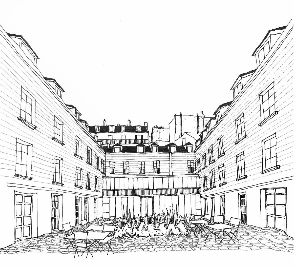 Sneak peek of a magazine bonus gift courtesy of @thegaragepress! Drawing of our very own Reid Hall by Noa Roudnitska and Oskar Graziosi 😁 Come get yours at the Menteur launch next Wednesday, 4th of June.