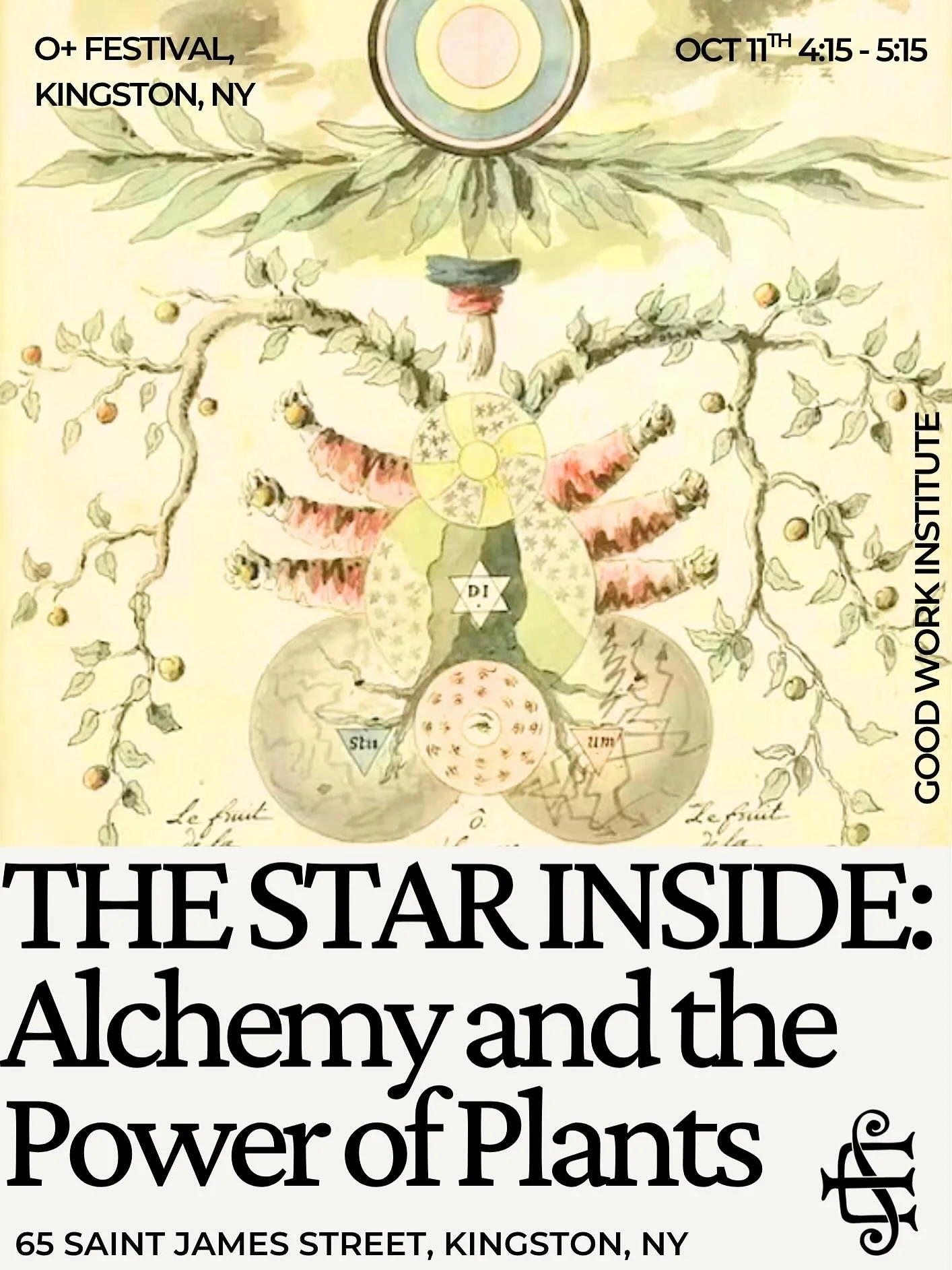 The Star Inside: Alchemy and the Power of Plants with Eliza Swann
O+ Fesitval 
October 11th, 4:15 - 5:15
*free with O+ wristband

Good Work Institute, 65 St James St

Join me to explore the role of plants in alchemy, focusing on their planetary conne
