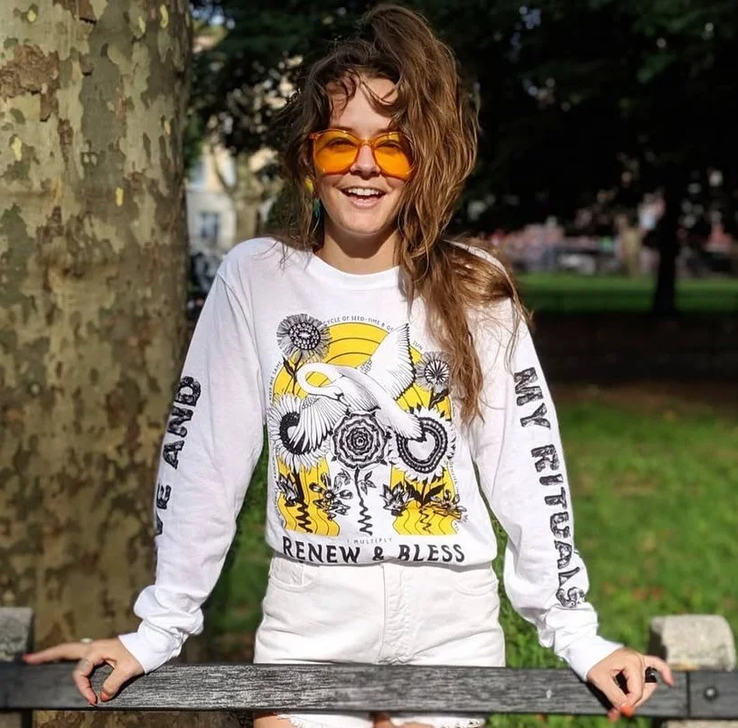 Our RENEW AND BLESS limited edition long sleeve t-shirts are once again almost sold out! Hit that SHOP link in bye-oh to get yours! Covered in HD's "The Mysteries Remain" poem and with an excerpt from Doreen Valiente's "Charge of the G