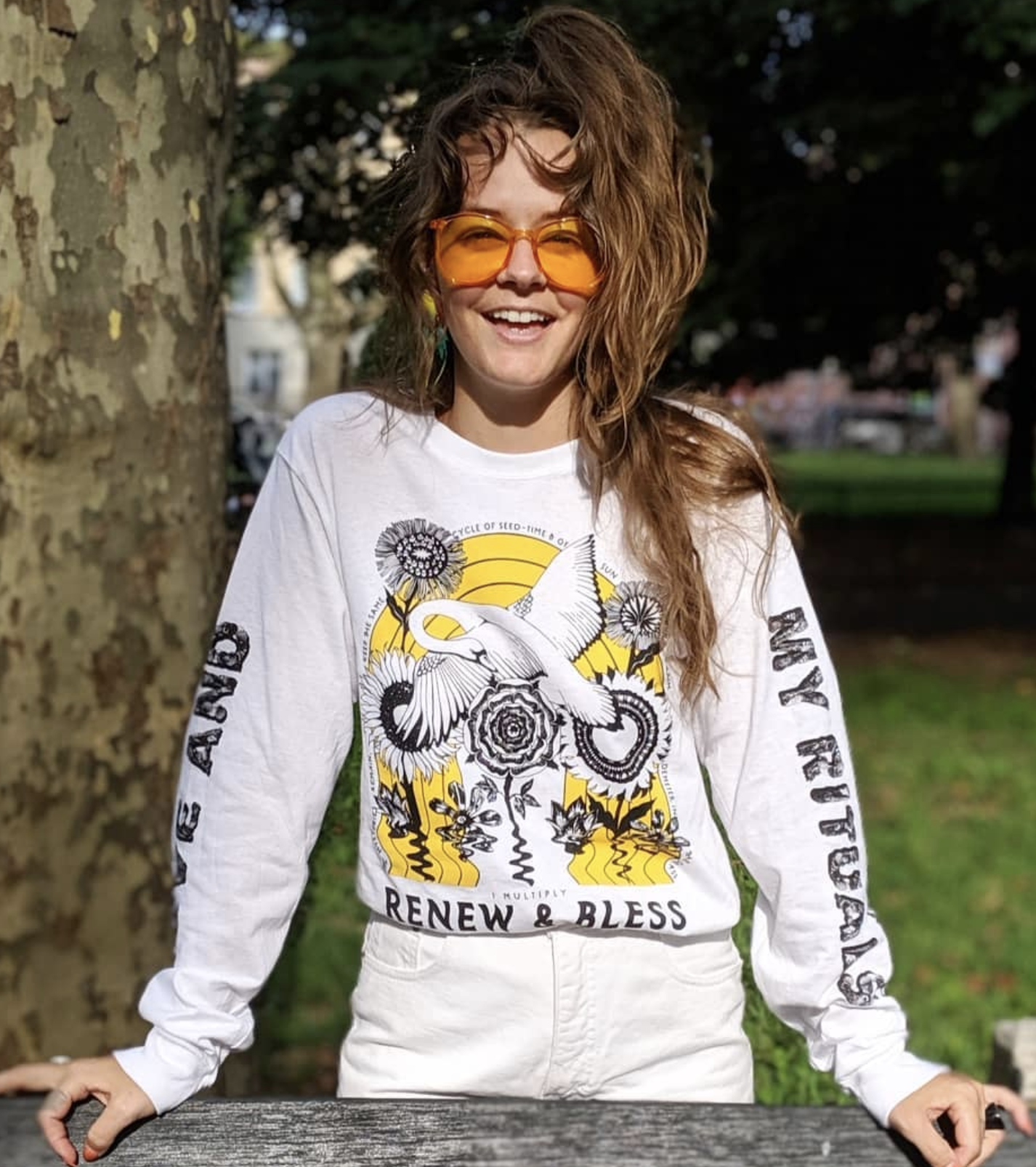 RENEW AND BLES LONG SLEEVE T IN WHITE