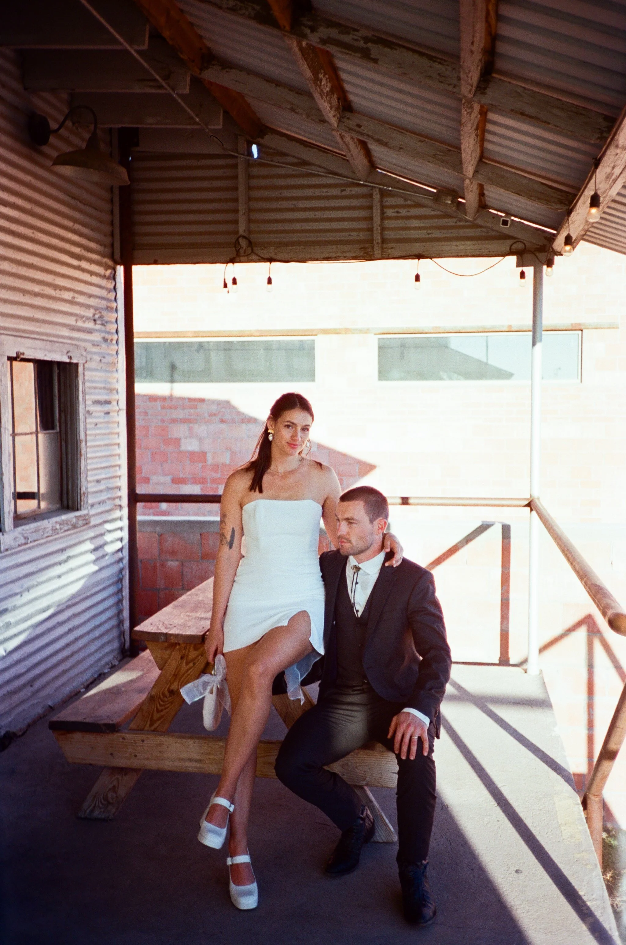 Marfa Texas Elopement Photography, Photographer, Marfa Spirit co, Fall Marfa Wedding, Marfa Texas Wedding photographer, Chic Marfa Elopement, Short Elopement Dress, White Wedding Dress with Bows