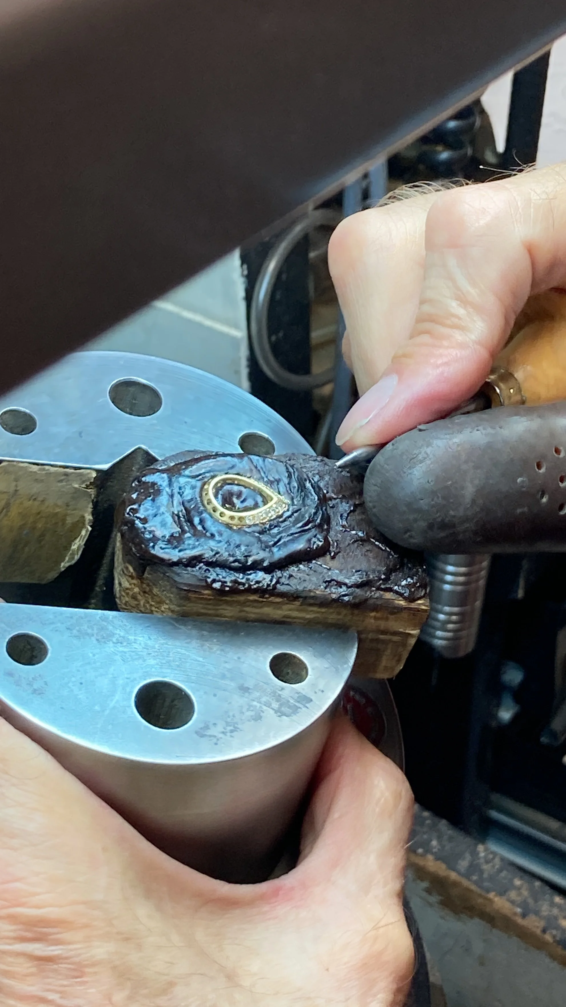 Crafting Client-Designed Vintage 14k Gold Opal & Diamond Earrings at Stark Jewelers in Sacramento