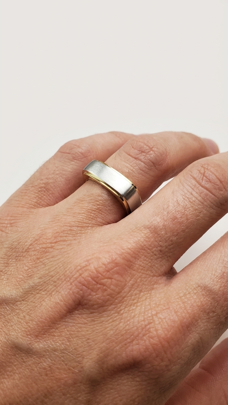stark jewelers bespoke men's style band collection  on a model