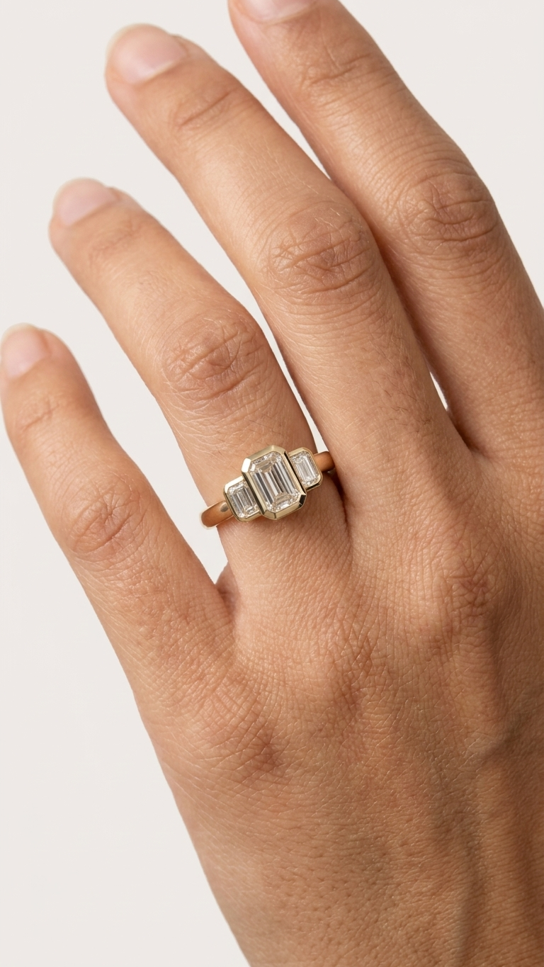 stark jewelers bespoke engagement cluster diamonds ring collection on a model