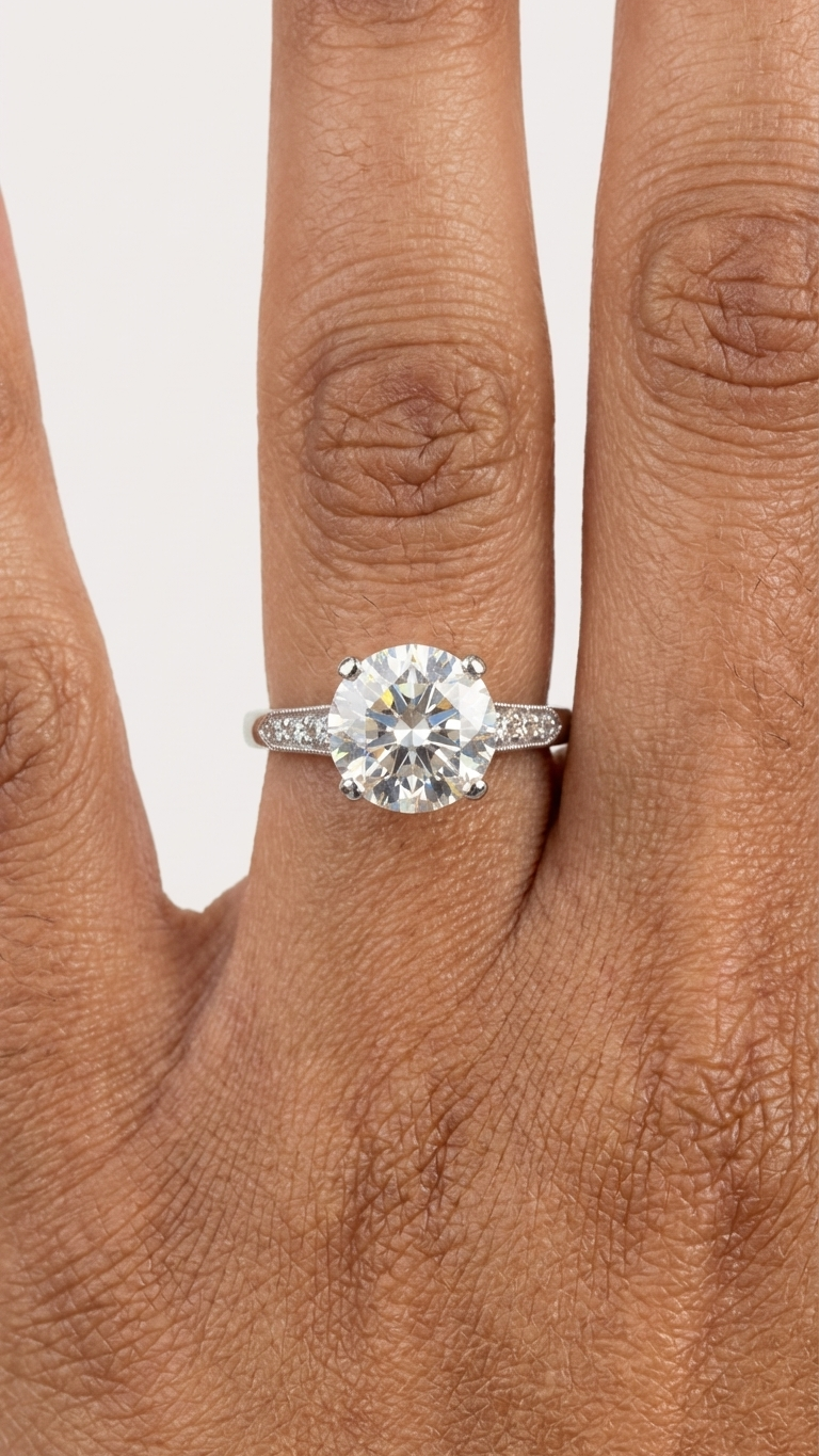 stark jewelers bespoke engagement solitaire ring collection on a model