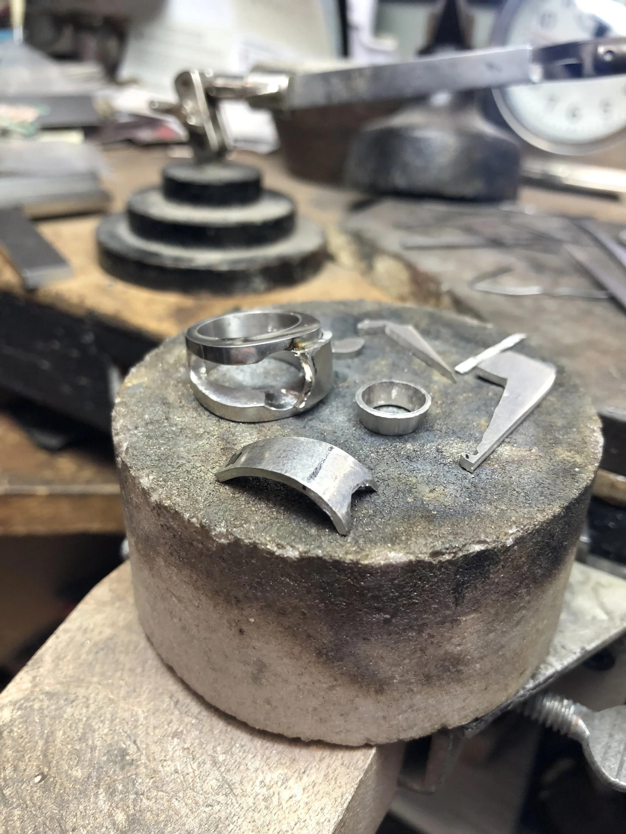a Bespoke 4-Carat Center Diamond Platinum Architectural Ring st Stark Jewelers in Sacramento
